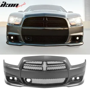 2011-2014 Dodge Charger Front Bumper Conversion Grilles SRT8 Style Bla