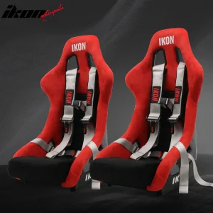 Universal Racing Bucket Seats W/4 Point 3" Belt Harness Grey