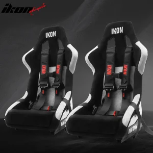 Universal Racing Bucket Seats W/ 4 Point 3" Belt Harness Black