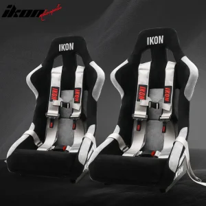 Universal Racing Bucket Seats W/ Slider 4 Point 3" Belt Harness Gray