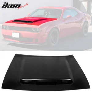 2008-2023 Dodge Challenger Hood Demon Style Aluminum Black Car Hood