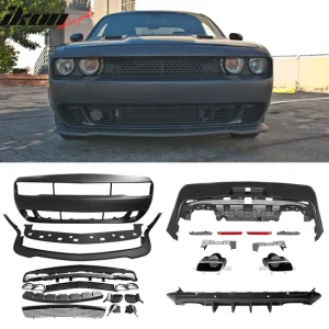 2008-2014 Dodge Challenger Front+Rear Bumper Cover+Lip+Diffuser PP