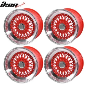 (4) 17X10 +30 5X100 / 5X114.3 Step Lip Deep Dish Mesh Wheels Rim