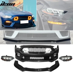 2018-2023 Ford Mustang Mach 1 Front Bumper Cover LED Headlights W/ Lip