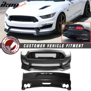 2015-2016 Ford Mustang GT350 Black Front Rear Bumper Conversion PP